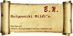Bulyovszki Milán névjegykártya